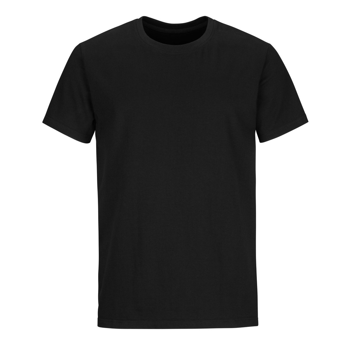 Front of men cut black  t-shirt isolated on white background